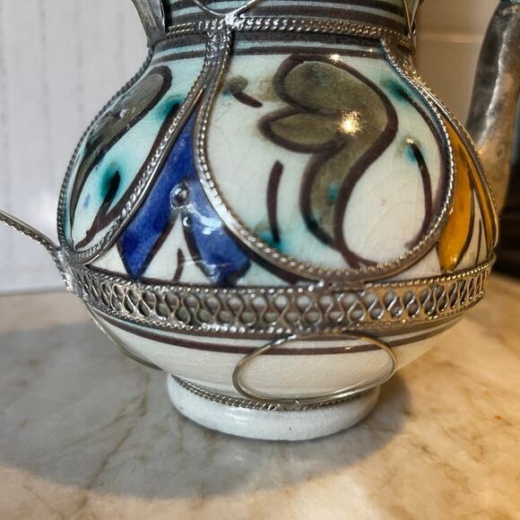 Vintage Moroccan teapot handpainted filigree ornate  Beautiful - Picture 5 of 11